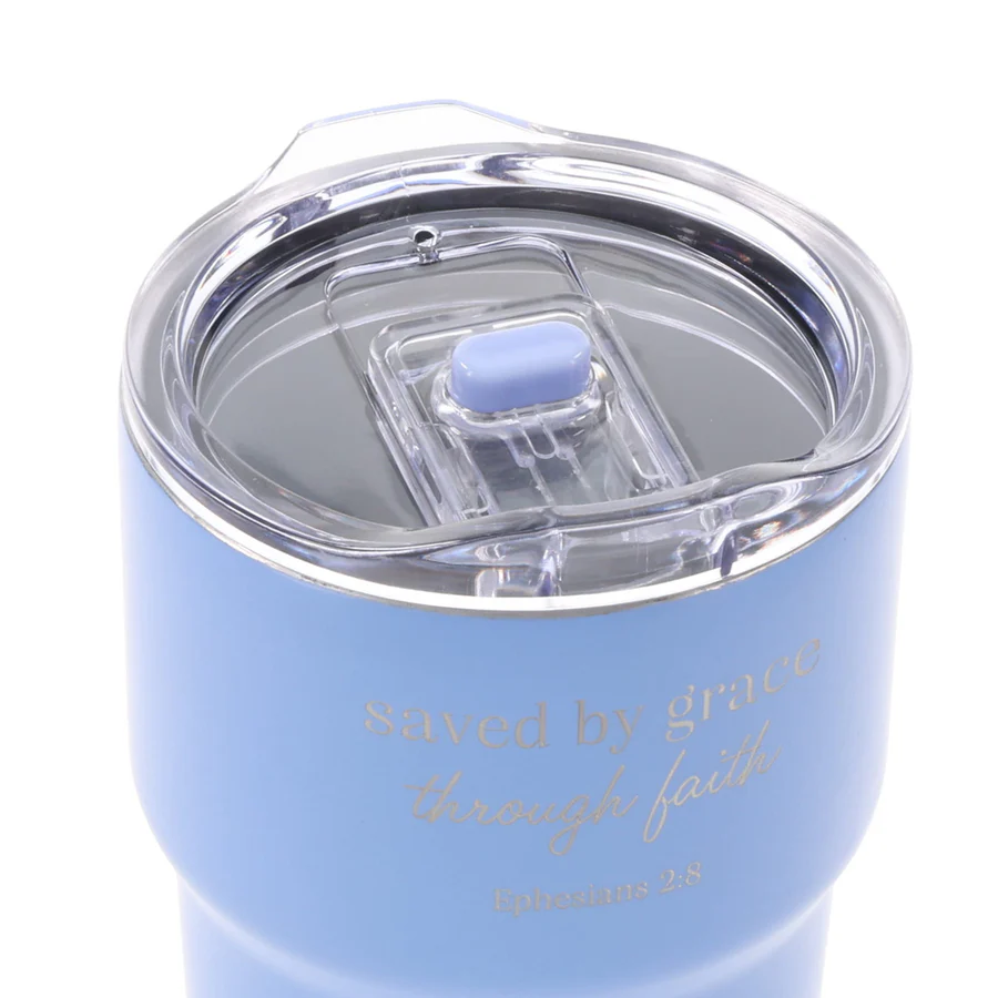 Stainless Steel Lavender Travel Mug – Ephesians 2:8 - Image 2