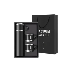 Flask Set – 3 Piece Stainless Steel Black Gift Set