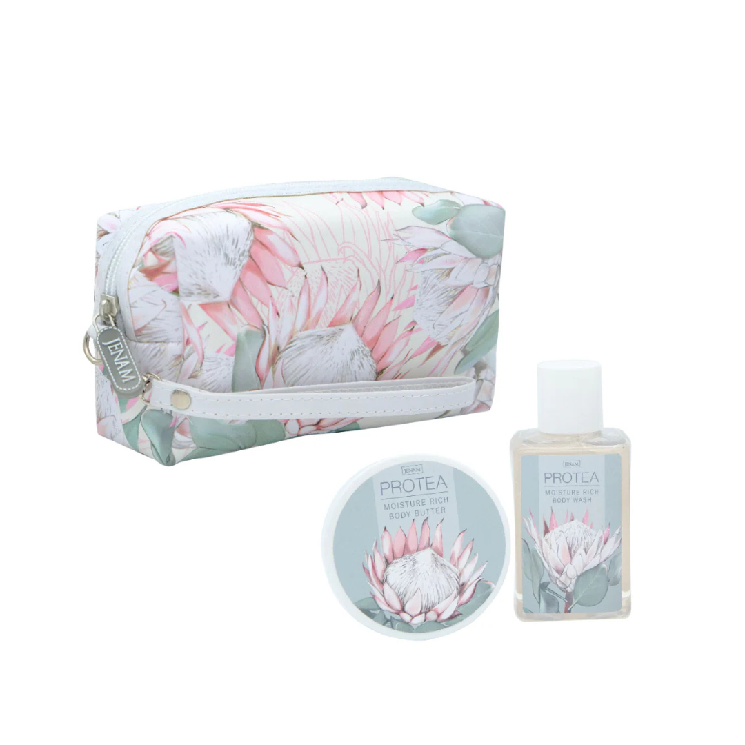 Protea Travel Gift Set – 3 Piece Body Wash, Butter & Bag - Image 2