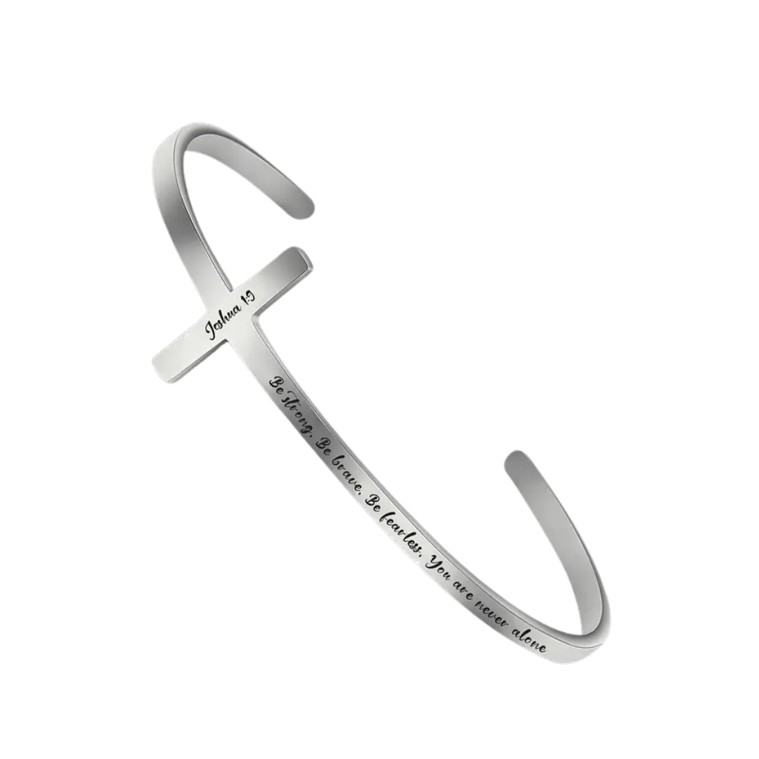 Faith Cuff Bracelet – Joshua 1:9 Stainless Steel (Unisex)