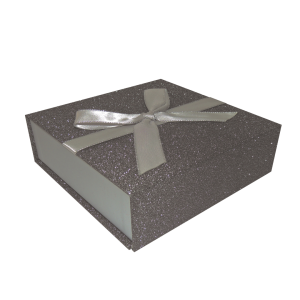 Gift Box with Silver Glitter Bow - 4.5x15.5x15.5cm