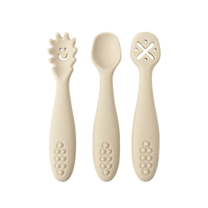 Silicone Baby Cutlery Set - Beige
