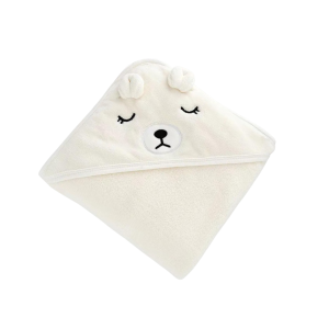 Bear Hooded Towel - White