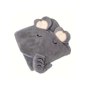 Elephant Hooded Towel - Grey