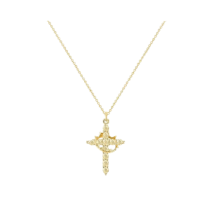 Elegant Gold Plated Cross & Crown Necklace