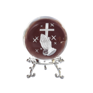 3D Crystal Ball with Cross Engraving