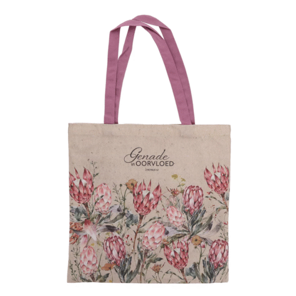 Genade in Oorvloed Canvas Tote Bag | Afrikaans Christian Shopper Bag