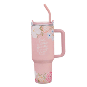 God Is Within Her Mug | Large Stainless Steel Travel Cup with Straw
