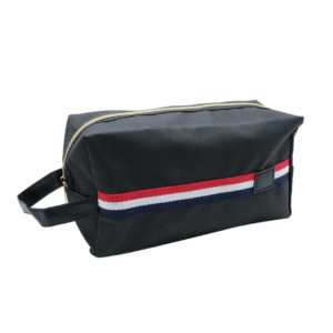 Gents Mock Leather Toiletry Bag Stripe | Men’s Travel Grooming Wash Bag