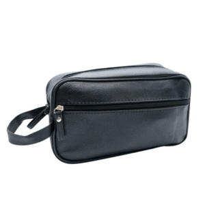 Men’s Mock Leather Wash Bag | Front Zip Toiletry & Travel Organizer