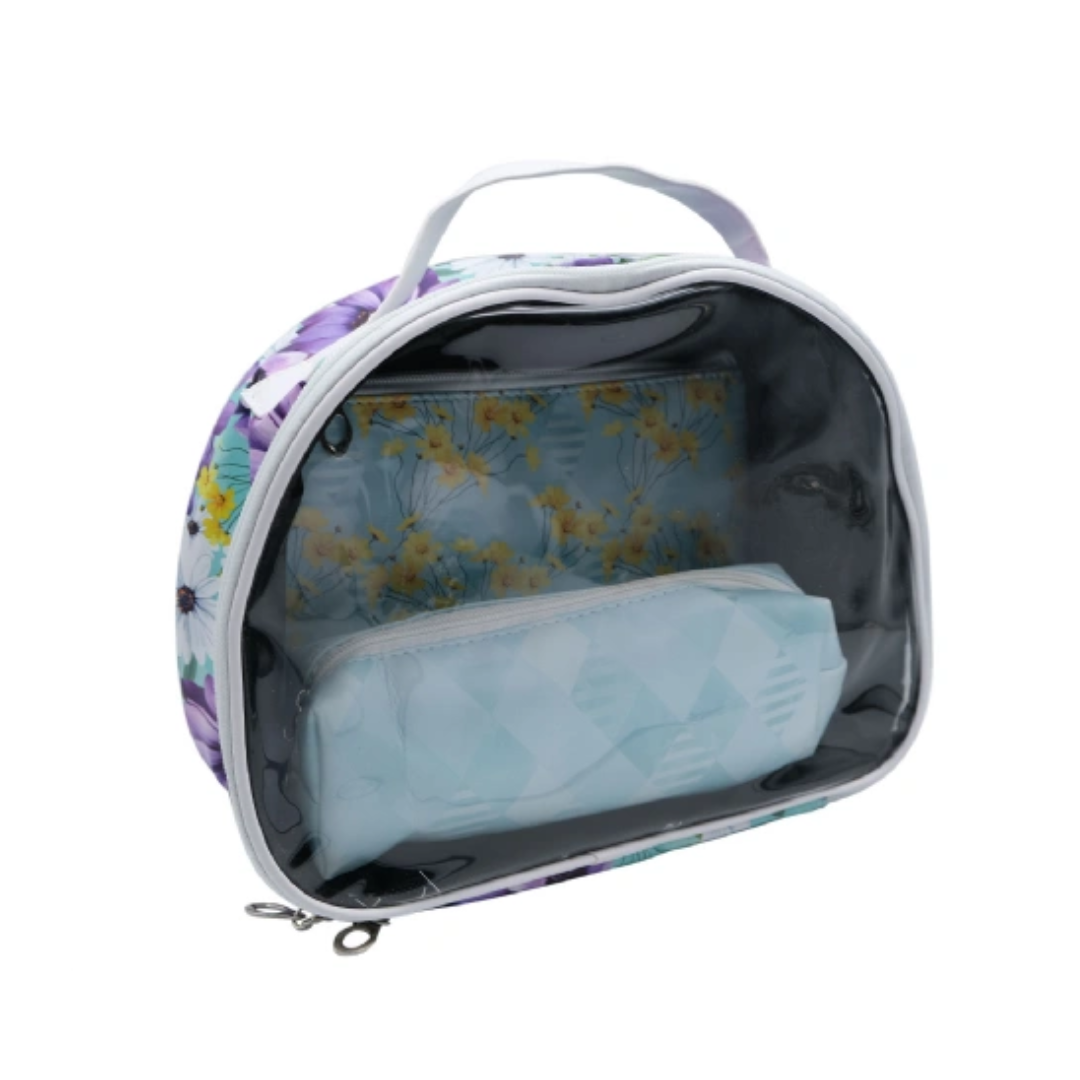 3pc Beauty Bag Set Full Bloom | Travel Makeup & Toiletry Organizer - Image 2