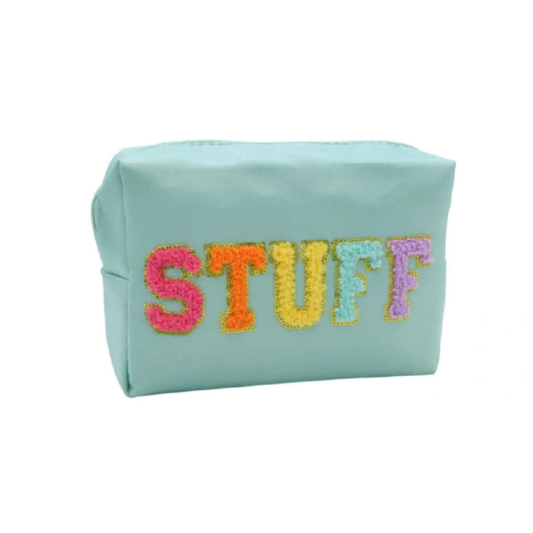 Stuff Embroidered Cosmetic Bag – Colorful Travel & Makeup Organizer