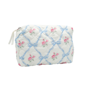 Soft Quilt Toiletry Bag Bows & Roses – Quilted Cosmetic Travel Organizer