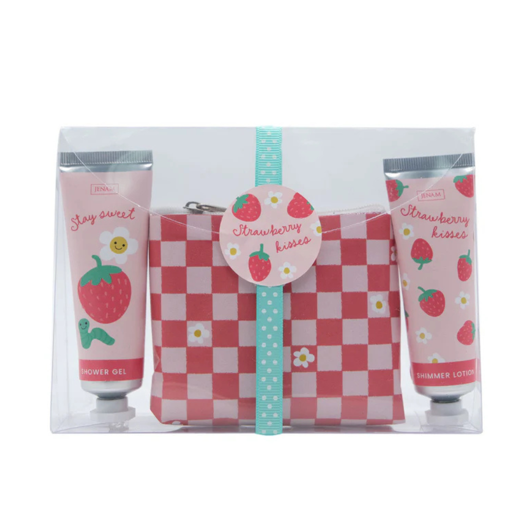 Strawberry Kisses Gift Set – Shimmer Lotion, Shower Gel & Coin Purse