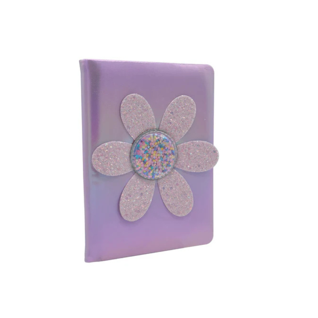 Purple Glitter Flower Notebook – Cute Kids Journal Diary with Sparkle