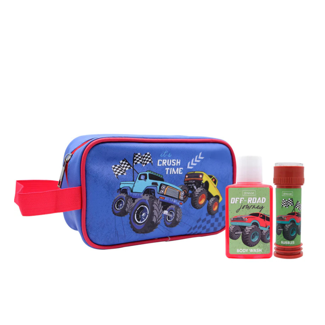 Monster Truck Wash Bag Gift Set – Kids Body Wash & Bubbles Travel Kit - Image 2