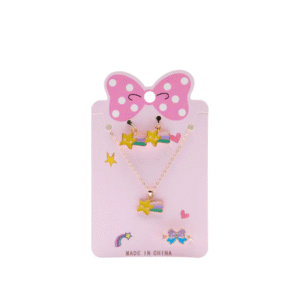 3Pc Toddler Jewellery Set – Necklace, Ring & Clip-on Earrings for Kids