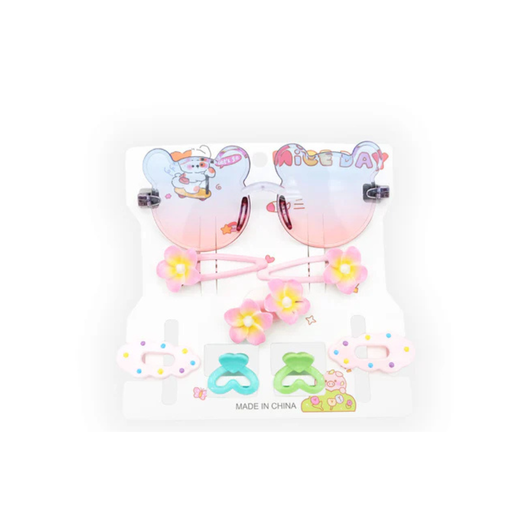 Toddler Sunglasses with Hairbands & Hair Clips – Cute Kids Accessory Set