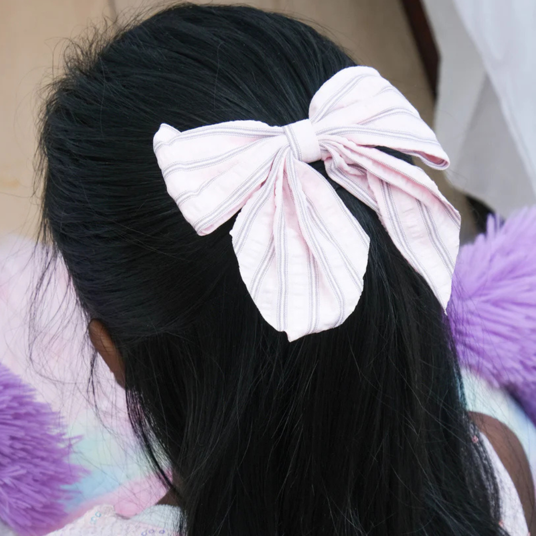 Pink Stripe Hair Bow – Cute Toddler & Kids Hair Accessory for Girls - Image 2