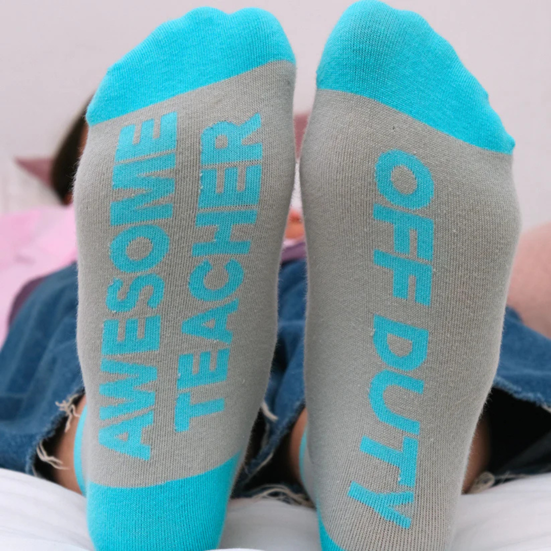 Novelty Teacher Socks – Awesome Teacher Off Duty Funny Gift for Educators - Image 2