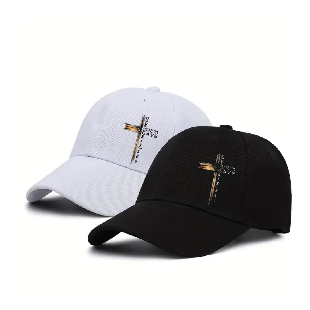 Cross Print Cap – Christian Faith Adjustable Hat for Men & Women