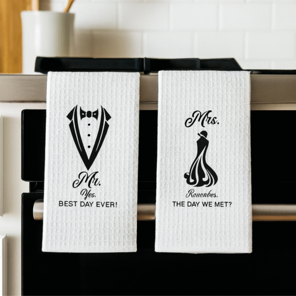 Mr & Mrs Wedding Towels – His and Hers Bridal Shower Gift Set - Image 2