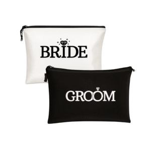 Bride & Groom Wedding Pouches – His and Hers Cosmetic Bags