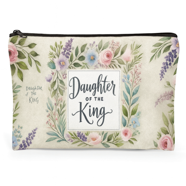 Daughter of the King Floral Makeup Bag with Zipper – Christian Gift