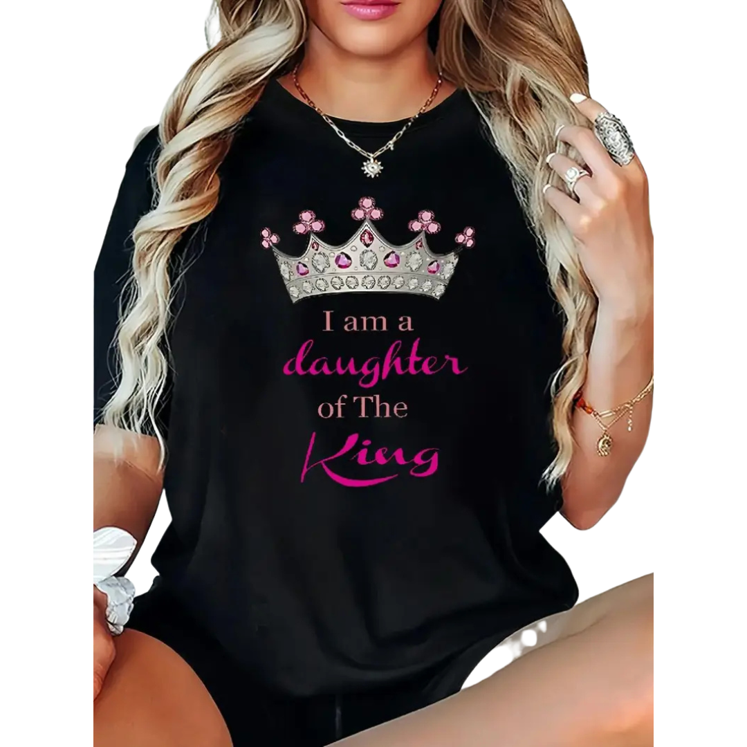 I Am the Daughter of the King T-Shirt – Christian Crown Print Tee