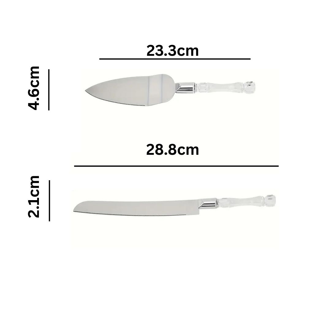 Elegant Wedding Cake Cutting Set - Bride & Groom Knife and Server - Image 2
