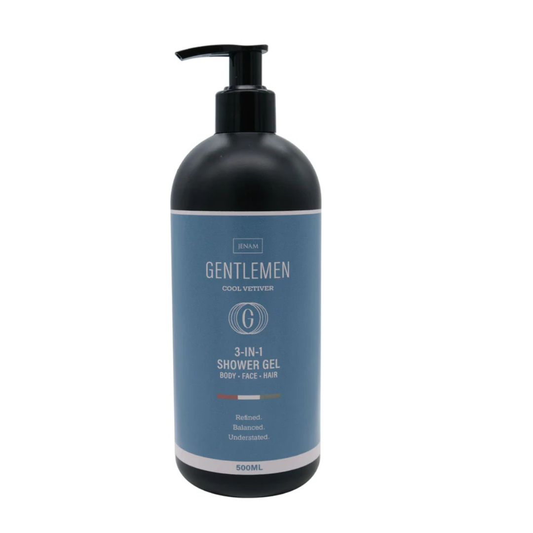 3-in-1 Men's Shower Gel 500ml – Cool Vetiver Body, Face & Hair Wash