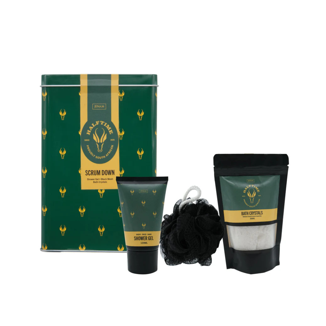 Rugby Themed Bath Gift Set – Shower Gel, Bath Crystals & Mesh Sponge - Image 2