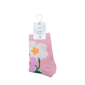 Ladies Pink Socks with Flowers – Comfortable & Stylish Women’s Socks