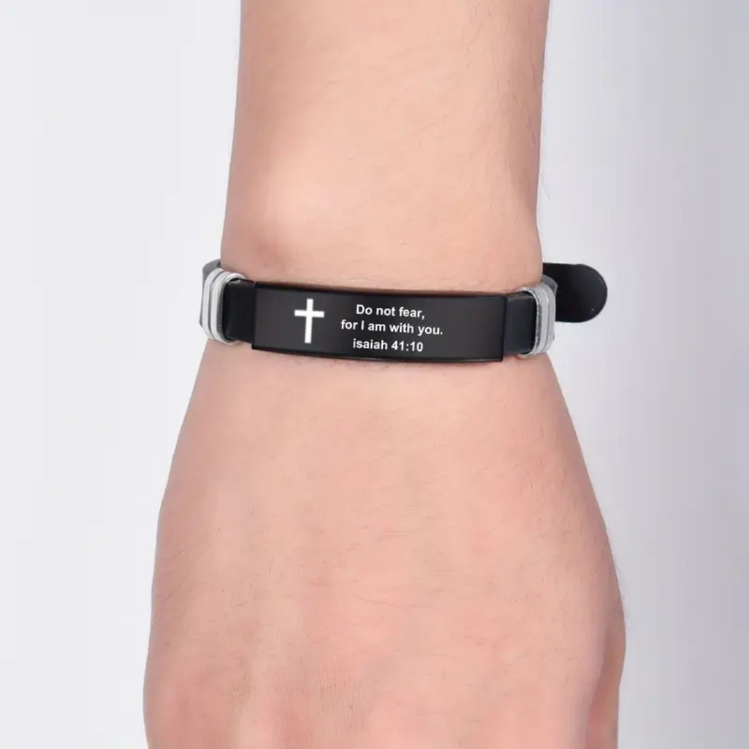 Faith Stainless Steel Bracelet – Isaiah 41:10 (Men’s) - Image 2