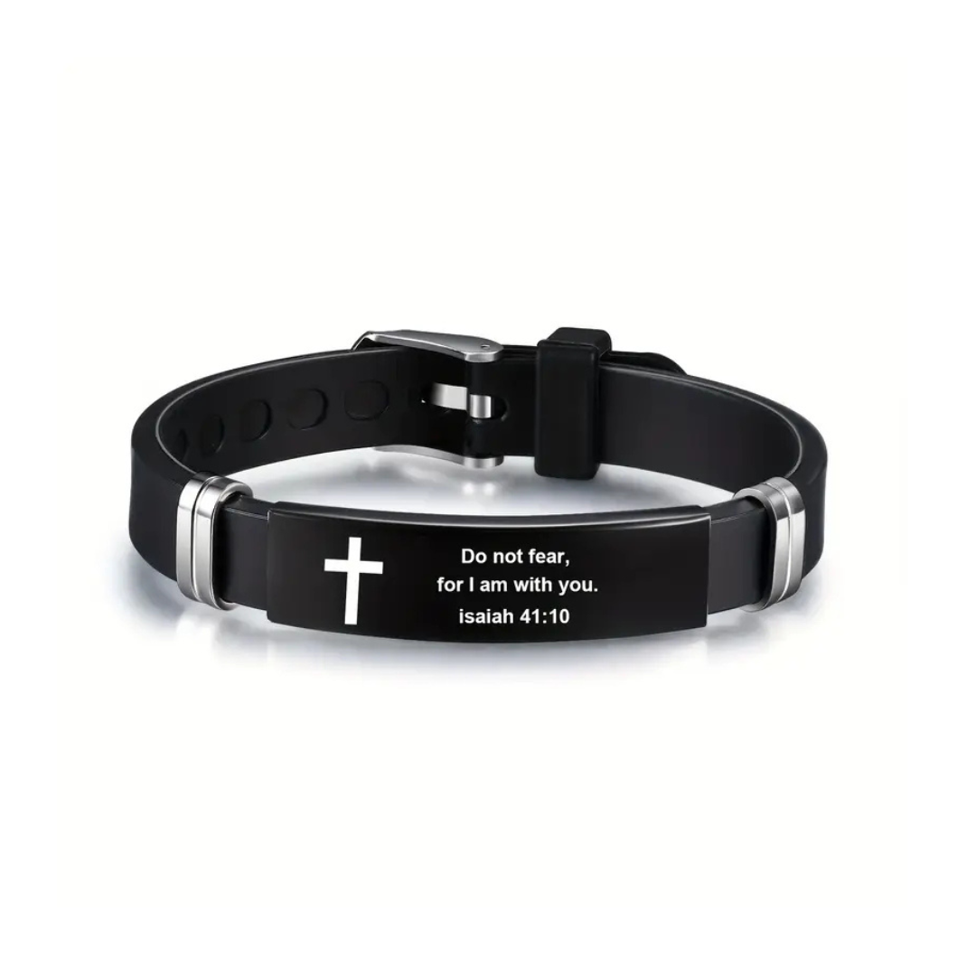 Faith Stainless Steel Bracelet – Isaiah 41:10 (Men’s)