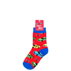 Shift Into Gear Novelty Kiddies Socks – Fun Racing Car Print Kids Gift Socks
