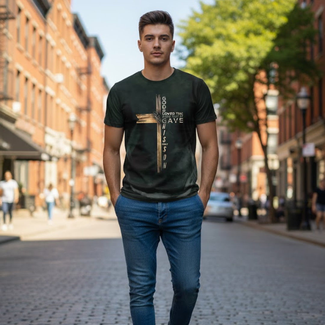 Christian Faith Men's T-Shirt - God So Loved The World - Image 2