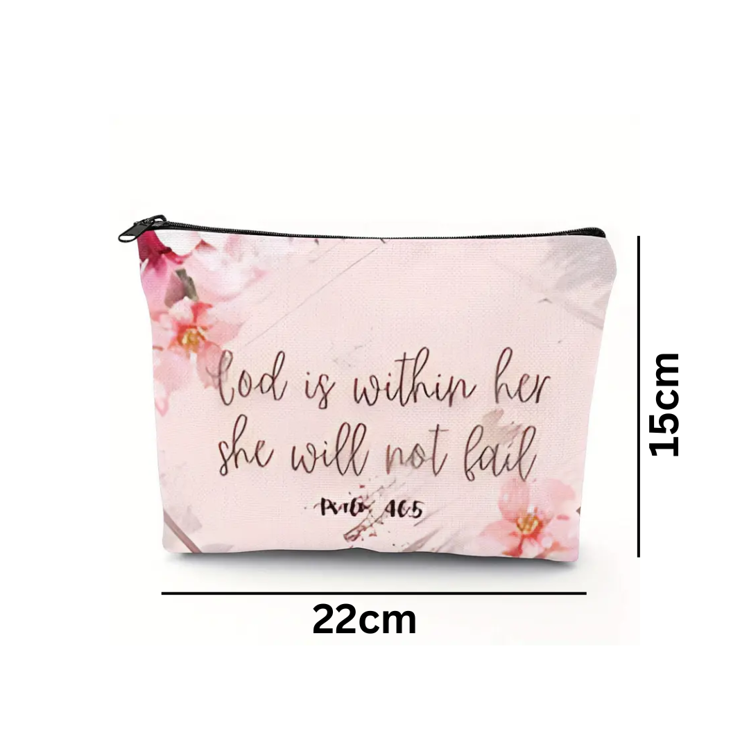 Floral Cosmetic Bag - Psalm 46:5 - Image 3