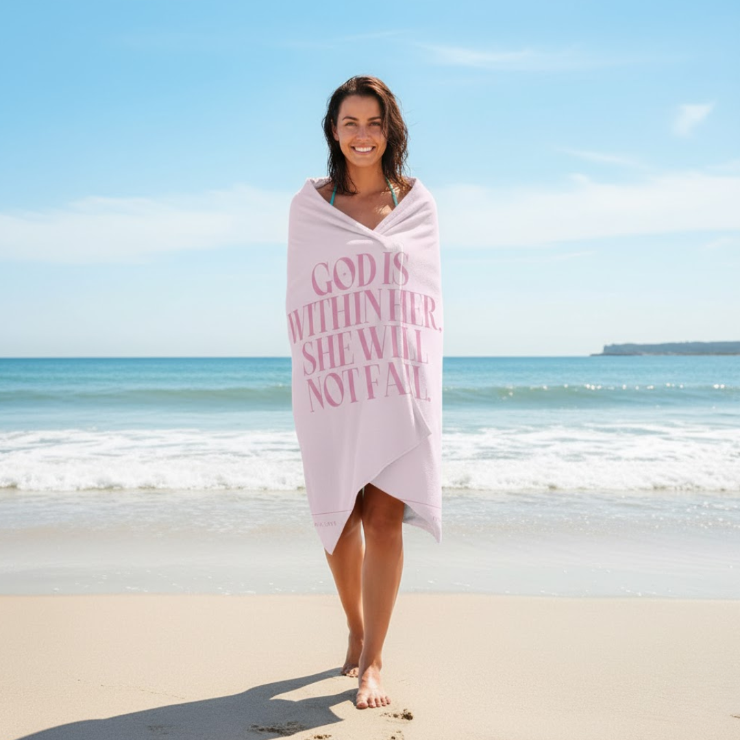 Pink Beach Towel - Psalm 46:5 - Image 2