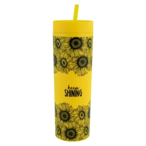 Sunflower Plastic Tumbler with Straw