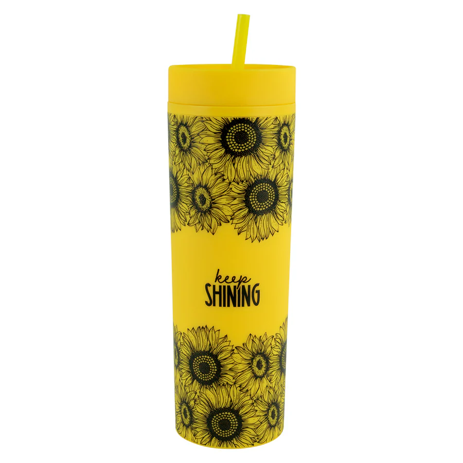 Sunflower Plastic Tumbler with Straw