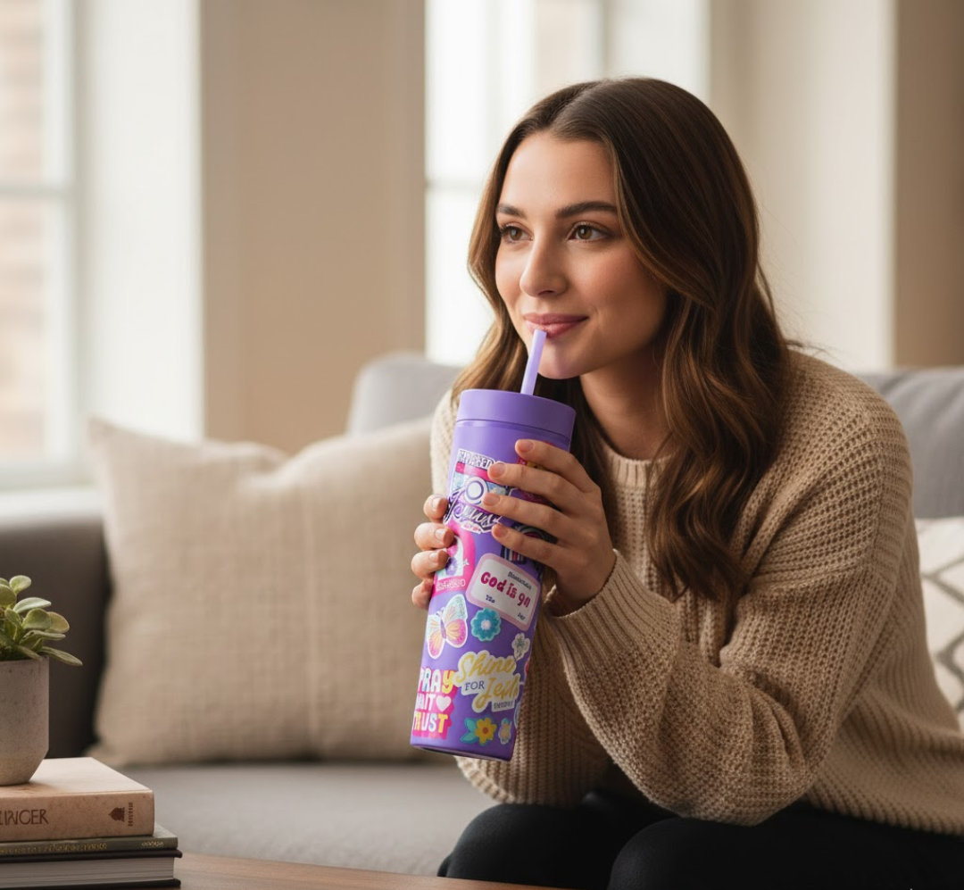 Purple Tumbler with Straw - Strong - Image 3