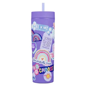 I Am Strong Purple Plastic Tumbler with Straw