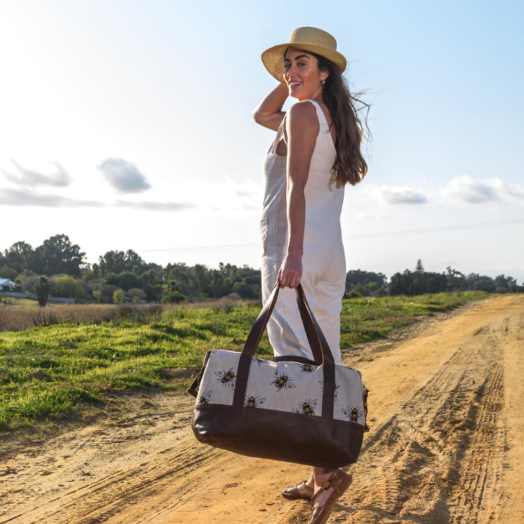 Bee Print Leather Travel Bag - Image 3