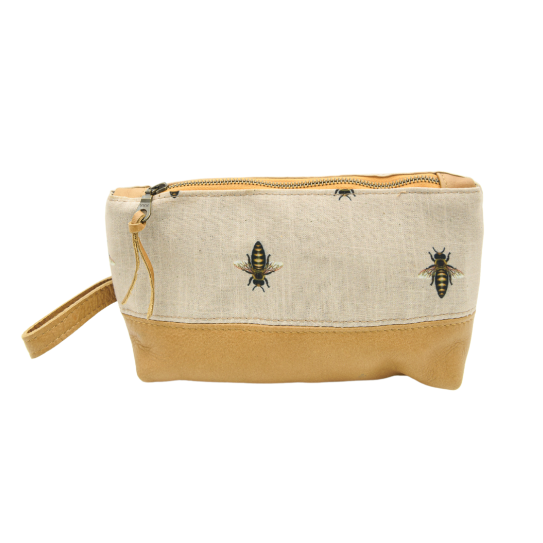 Bee Print Leather Toiletry Bag - Image 3