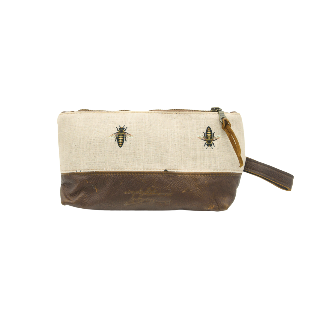 Bee Print Leather Toiletry Bag - Image 4