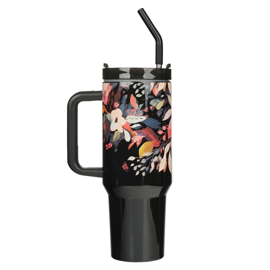 Black Stainless Steel Travel Mug with Handle and Straw - Jeremiah 29:11 - Image 2