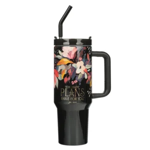 Travel Mug with Handle and Straw