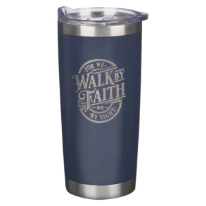 Navy Stainless Steel Travel Mug - Walk by Faith Not by Sight