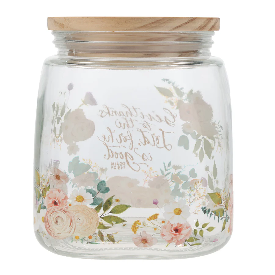 Glass Jar with Bamboo Lid - Give Thanks - Image 2